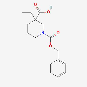 molecular formula C16H21NO4 B582563 1-Cbz-3-乙基哌啶-3-羧酸 CAS No. 1245808-57-4