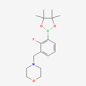 molecular formula C17H25BFNO3 B582573 4-(2-Fluoro-3-(4,4,5,5-tetramethyl-1,3,2-dioxaborolan-2-yl)benzyl)morpholine CAS No. 1256360-51-6