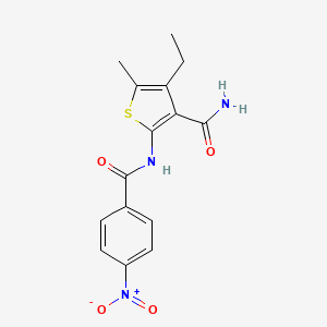 molecular formula C15H15N3O4S B5825783 4-ethyl-5-methyl-2-[(4-nitrobenzoyl)amino]-3-thiophenecarboxamide 