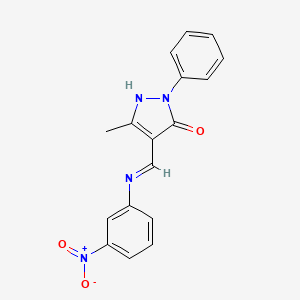 molecular formula C17H14N4O3 B5825807 5-methyl-4-{[(3-nitrophenyl)amino]methylene}-2-phenyl-2,4-dihydro-3H-pyrazol-3-one 