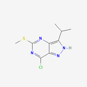 molecular formula C9H11ClN4S B582588 7-Chloro-3-isopropyl-5-(methylthio)-1H-pyrazolo[4,3-d]pyrimidine CAS No. 1289139-31-6