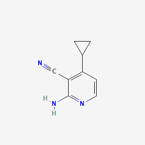molecular formula C9H9N3 B582618 3-Pyridinecarbonitrile, 2-amino-4-cyclopropyl- CAS No. 146353-52-8