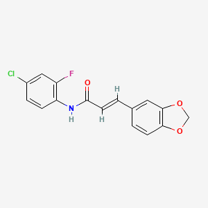 molecular formula C16H11ClFNO3 B5826206 3-(1,3-benzodioxol-5-yl)-N-(4-chloro-2-fluorophenyl)acrylamide 