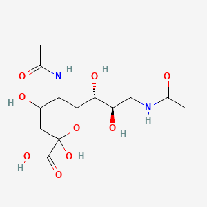 molecular formula C13H22N2O9 B582624 5-Acetamido-6-[(1R,2R)-3-acetamido-1,2-dihydroxypropyl]-2,4-dihydroxyoxane-2-carboxylic acid CAS No. 112054-78-1