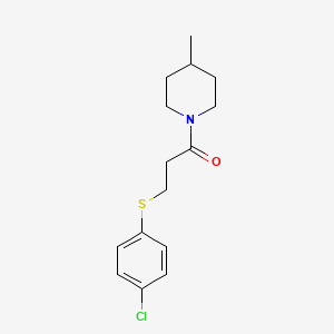 molecular formula C15H20ClNOS B5826296 1-{3-[(4-chlorophenyl)thio]propanoyl}-4-methylpiperidine 