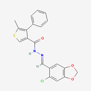 molecular formula C20H15ClN2O3S B5826360 N'-[(6-chloro-1,3-benzodioxol-5-yl)methylene]-5-methyl-4-phenyl-3-thiophenecarbohydrazide 