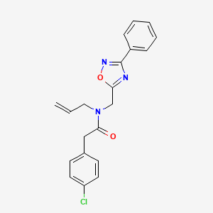 molecular formula C20H18ClN3O2 B5826399 2-(4-chlorophenyl)-N-[(3-phenyl-1,2,4-oxadiazol-5-yl)methyl]-N-prop-2-enylacetamide 