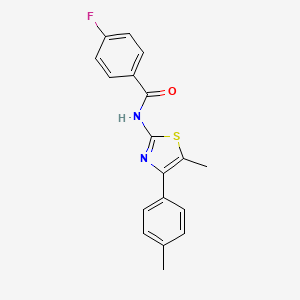 molecular formula C18H15FN2OS B5826560 4-fluoro-N-[5-methyl-4-(4-methylphenyl)-1,3-thiazol-2-yl]benzamide 