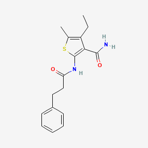 molecular formula C17H20N2O2S B5826685 4-ethyl-5-methyl-2-[(3-phenylpropanoyl)amino]-3-thiophenecarboxamide 