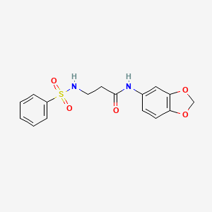 molecular formula C16H16N2O5S B5826792 N~1~-1,3-benzodioxol-5-yl-N~3~-(phenylsulfonyl)-beta-alaninamide 