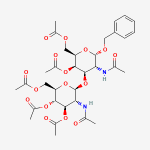 molecular formula C33H44N2O16 B582681 [(2R,3R,4R,5R,6S)-5-Acetamido-4-[(2R,3R,4R,5S,6R)-3-acetamido-4,5-diacetyloxy-6-(acetyloxymethyl)oxan-2-yl]oxy-3-acetyloxy-6-phenylmethoxyoxan-2-yl]methyl acetate CAS No. 85054-28-0