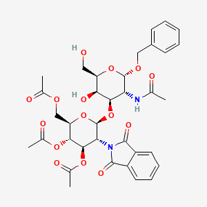 molecular formula C35H40N2O15 B582683 [(2R,3S,4R,5R,6R)-6-[(2R,3R,4R,5R,6S)-5-Acetamido-3-hydroxy-2-(hydroxymethyl)-6-phenylmethoxyoxan-4-yl]oxy-3,4-diacetyloxy-5-(1,3-dioxoisoindol-2-yl)oxan-2-yl]methyl acetate CAS No. 85069-37-0