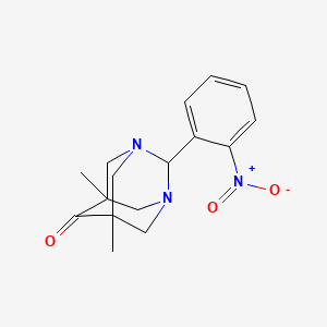 5,7-dimethyl-2-(2-nitrophenyl)-1,3-diazatricyclo[3.3.1.1~3,7~]decan-6-one