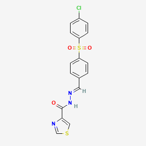 N'-{4-[(4-chlorophenyl)sulfonyl]benzylidene}-1,3-thiazole-4-carbohydrazide