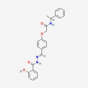 2-{4-[2-(2-hydroxybenzoyl)carbonohydrazonoyl]phenoxy}-N-(1-phenylethyl)acetamide