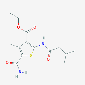 ETHYL 5-CARBAMOYL-4-METHYL-2-(3-METHYLBUTANAMIDO)THIOPHENE-3-CARBOXYLATE