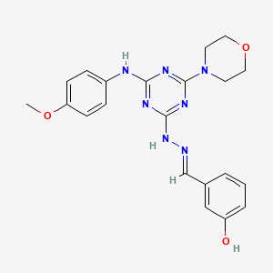 molecular formula C21H23N7O3 B5827411 3-hydroxybenzaldehyde {4-[(4-methoxyphenyl)amino]-6-morpholin-4-yl-1,3,5-triazin-2-yl}hydrazone 