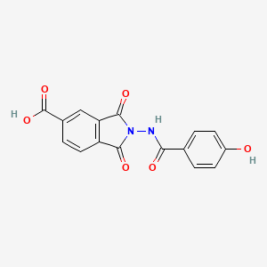 molecular formula C16H10N2O6 B5827424 2-[(4-hydroxybenzoyl)amino]-1,3-dioxo-5-isoindolinecarboxylic acid 