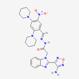 2-[2-(4-AMINO-1,2,5-OXADIAZOL-3-YL)-1H-1,3-BENZODIAZOL-1-YL]-N'-[(E)-[5-NITRO-2,4-BIS(PIPERIDIN-1-YL)PHENYL]METHYLIDENE]ACETOHYDRAZIDE