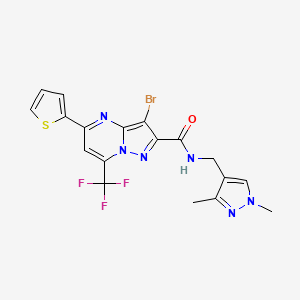 3-bromo-N-[(1,3-dimethyl-1H-pyrazol-4-yl)methyl]-5-(thiophen-2-yl)-7-(trifluoromethyl)pyrazolo[1,5-a]pyrimidine-2-carboxamide