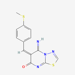 (6E)-5-imino-6-[(4-methylsulfanylphenyl)methylidene]-[1,3,4]thiadiazolo[3,2-a]pyrimidin-7-one