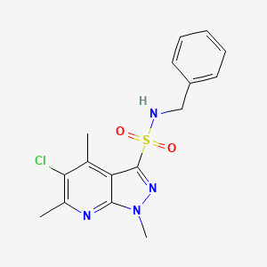 molecular formula C16H17ClN4O2S B5828055 N-benzyl-5-chloro-1,4,6-trimethyl-1H-pyrazolo[3,4-b]pyridine-3-sulfonamide 