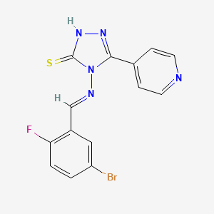 4-{[(E)-(5-bromo-2-fluorophenyl)methylidene]amino}-5-(4-pyridinyl)-4H-1,2,4-triazole-3-thiol