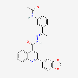 molecular formula C27H22N4O4 B5828193 N-[3-(N-{[2-(1,3-benzodioxol-5-yl)-4-quinolinyl]carbonyl}ethanehydrazonoyl)phenyl]acetamide 