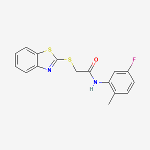 molecular formula C16H13FN2OS2 B5828253 2-(1,3-benzothiazol-2-ylthio)-N-(5-fluoro-2-methylphenyl)acetamide 