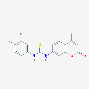 molecular formula C18H15FN2O2S B5828301 N-(3-fluoro-4-methylphenyl)-N'-(4-methyl-2-oxo-2H-chromen-7-yl)thiourea 