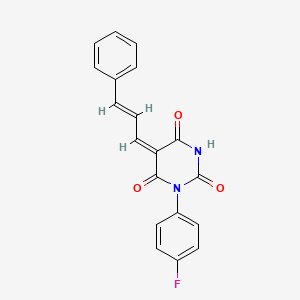 1-(4-fluorophenyl)-5-(3-phenyl-2-propen-1-ylidene)-2,4,6(1H,3H,5H)-pyrimidinetrione