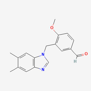 molecular formula C18H18N2O2 B5828549 3-[(5,6-Dimethylbenzimidazol-1-yl)methyl]-4-methoxybenzaldehyde 