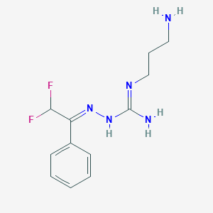 molecular formula C12H17F2N5 B058286 Hydrazinecarboximidamide, N-(3-aminopropyl)-2-(2,2-difluoro-1-phenylethylidene)- CAS No. 115060-15-6