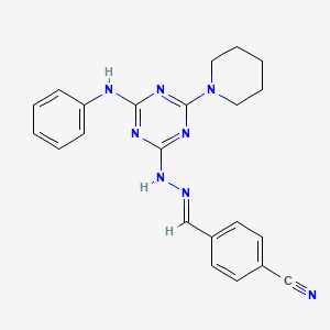 4-[(E)-{2-[4-(PHENYLAMINO)-6-(PIPERIDIN-1-YL)-1,3,5-TRIAZIN-2-YL]HYDRAZIN-1-YLIDENE}METHYL]BENZONITRILE