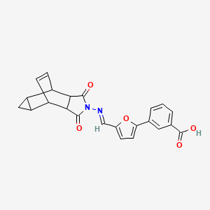 molecular formula C23H18N2O5 B5829340 3-(5-{[(3,5-dioxo-4-azatetracyclo[5.3.2.0~2,6~.0~8,10~]dodec-11-en-4-yl)imino]methyl}-2-furyl)benzoic acid 