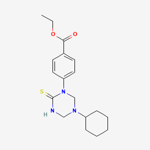molecular formula C18H25N3O2S B5829353 ethyl 4-(5-cyclohexyl-2-thioxo-1,3,5-triazinan-1-yl)benzoate 