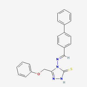 molecular formula C22H18N4OS B5829546 4-[(4-biphenylylmethylene)amino]-5-(phenoxymethyl)-4H-1,2,4-triazole-3-thiol 