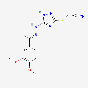 molecular formula C14H16N6O2S B5829548 [(5-{2-[1-(3,4-dimethoxyphenyl)ethylidene]hydrazino}-4H-1,2,4-triazol-3-yl)thio]acetonitrile 