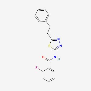 molecular formula C17H14FN3OS B5829638 2-fluoro-N-[5-(2-phenylethyl)-1,3,4-thiadiazol-2-yl]benzamide 