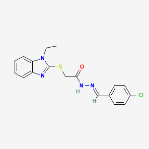 molecular formula C18H17ClN4OS B5829649 N'-(4-chlorobenzylidene)-2-[(1-ethyl-1H-benzimidazol-2-yl)thio]acetohydrazide 