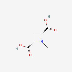 molecular formula C6H9NO4 B582975 2,4-Azetidinedicarboxylic acid, 1-methyl-, (2S-trans)- CAS No. 151131-84-9