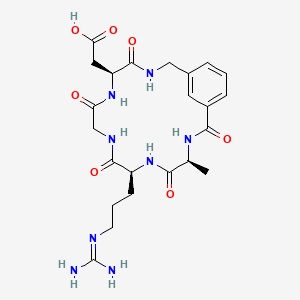 molecular formula C23H32N8O7 B583047 [(5S,11S,14S)-11-{3-[(Diaminomethylidene)amino]propyl}-14-methyl-4,7,10,13,16-pentaoxo-3,6,9,12,15-pentaazabicyclo[15.3.1]henicosa-1(21),17,19-trien-5-yl]acetic acid CAS No. 153381-95-4