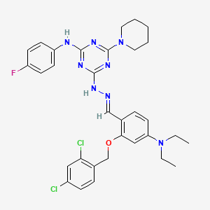 2-[(2,4-dichlorobenzyl)oxy]-4-(diethylamino)benzaldehyde [4-[(4-fluorophenyl)amino]-6-(1-piperidinyl)-1,3,5-triazin-2-yl]hydrazone