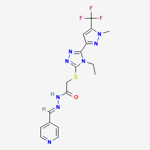 2-({4-ethyl-5-[1-methyl-5-(trifluoromethyl)-1H-pyrazol-3-yl]-4H-1,2,4-triazol-3-yl}thio)-N'-(4-pyridinylmethylene)acetohydrazide