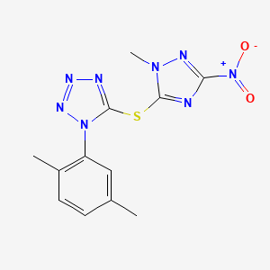 molecular formula C12H12N8O2S B5830650 1-(2,5-dimethylphenyl)-5-[(1-methyl-3-nitro-1H-1,2,4-triazol-5-yl)thio]-1H-tetrazole 