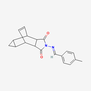 molecular formula C19H18N2O2 B5830743 4-[(4-methylbenzylidene)amino]-4-azatetracyclo[5.3.2.0~2,6~.0~8,10~]dodec-11-ene-3,5-dione 