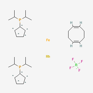 molecular formula C30H48BF4FeP2Rh- B583080 1,1'-Bis(di-i-propylphosphino)ferrocene(1,5-cyclooctadiene)rhodium(I) tetrafluoroborate CAS No. 157772-65-1
