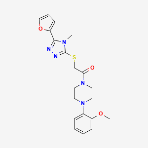 molecular formula C20H23N5O3S B5830836 1-({[5-(2-furyl)-4-methyl-4H-1,2,4-triazol-3-yl]thio}acetyl)-4-(2-methoxyphenyl)piperazine 