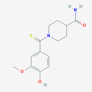 molecular formula C14H18N2O3S B5830841 1-[(4-hydroxy-3-methoxyphenyl)carbonothioyl]-4-piperidinecarboxamide 