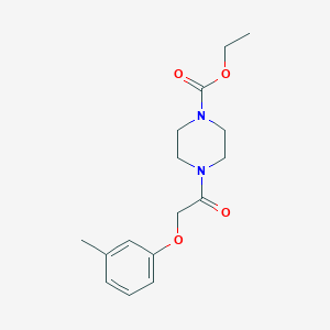molecular formula C16H22N2O4 B5830894 ethyl 4-[(3-methylphenoxy)acetyl]-1-piperazinecarboxylate 